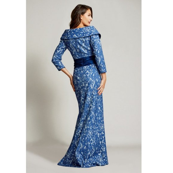 BNWT TADASHI SHOJI HINA PORTRAIT COLLAR BOW GOWN OFF SOULDER EVENING FORMAL - Picture 3 of 4